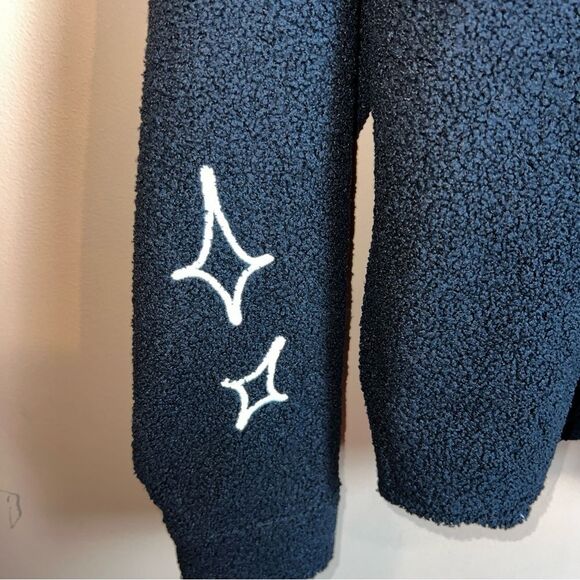 Zara Black Embroidered Faux Shearling Streetwear Utility Overshirt Size L/XL - Picture 11 of 16